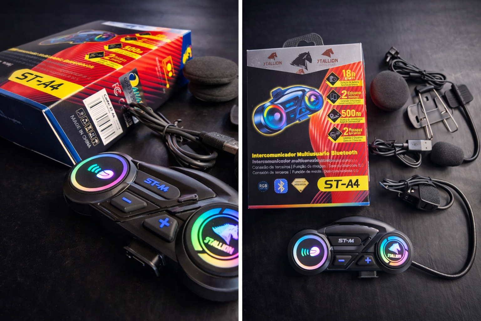 🔊 Intercomunicador Bluetooth ST-A4 Stallion 🏍️